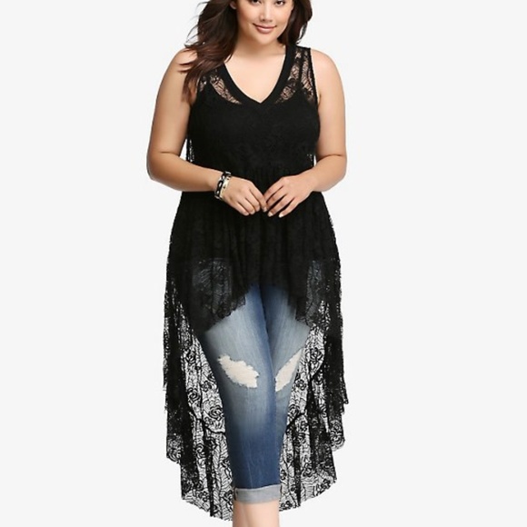 black high low tunic tops